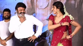 Balakrishna and Sreeleela Dance  Bhagavanth Kesari Grand Press Meet  Manastars [upl. by Shannan]