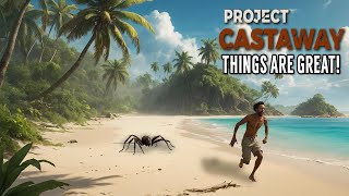 Surviving DAY 1 with LARGE Spiders on Project Castaway [upl. by Isobel]