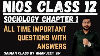 Nios Class 12th Sociology Chapter 1 समाजशास्त्र एक परिचय [upl. by Drolet232]