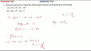 Find the intervals in which the following functions are increasing or decreafx  10  6x  2x  2 [upl. by Nosoj]