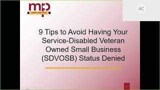 How To Avoid Having Your SDVOSB Status Denied [upl. by Schuster]