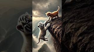 The cute kitten rescued the poor little white tiger cat kittten cute tiger funny youtubeshorts [upl. by Navert]