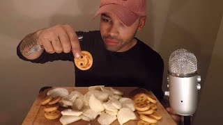 ASMR Eating Perogies  Smiley Face Fries  Whispering  Ramble [upl. by Massey]