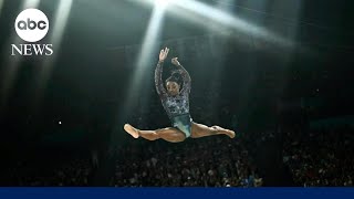 Simone Biles soars in Paris Olympics comeback [upl. by Eelrefinnej104]