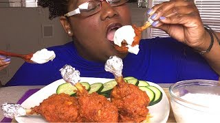 BUFFALO CHICKEN LOLLIPOPS 먹방 MUKBANG  RECIPE 치킨 롤리팝 먹방 레시피와 함께 [upl. by Airehc]