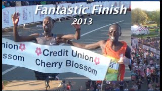 FANTASTIC FINISH  2013 Cherry Blossom Ten Mile Run  Daniel Salel on right over Allan Kiprono [upl. by Og]