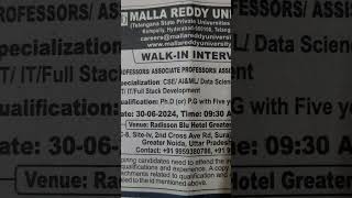 Malla Reddy University walk in interview greater Noida [upl. by Bruning]