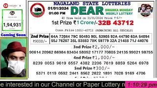 Nagaland Lottery Sambad Live 1pm 010124 Dear Lottery Live [upl. by Rodmann]