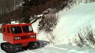 Thiokol Imp Snowcat Passing Cross Country Skier in Alta Utah [upl. by Tertias523]