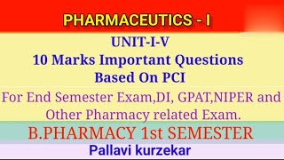 Pharmaceutics l  10 marks most important questions  B pharma semester exam [upl. by Lalaj157]