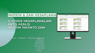 Excel Yüzde  Hesaplamaları  İndirim amp İskonto amp Zam Oranı İle Hesaplama Yapma [upl. by Auberbach]