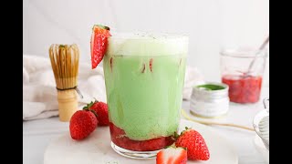 Iced Strawberry Oat Matcha Latte [upl. by Acacia]