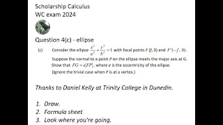 WC Scholarship Calc exam 2024 4c  ELLIPSE  hard qn [upl. by Osher]