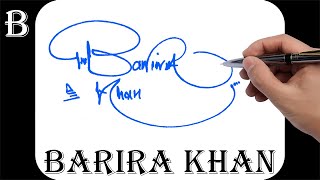 Barira Khan name signature design  B signature style  How to signature your name [upl. by Ahsimit]