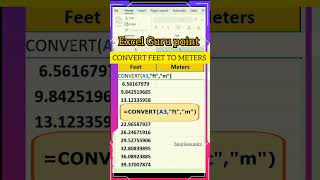 Convert feet to meters excel shorts shortsfeed [upl. by Home850]