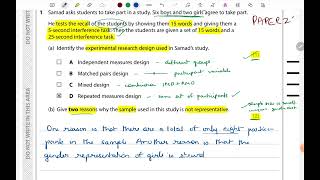 Edexcel GCSE Psychology 91  Solving Paper 2  Research Methods [upl. by Bibbye]