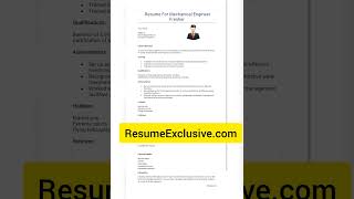 Mechanical Engineer Fresher Resume Format [upl. by Bertrand]