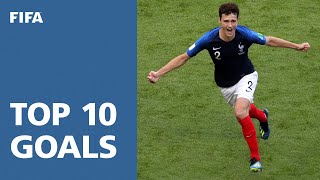 TOP 10 GOALS  2018 FIFA World Cup Russia [upl. by Aisatsan]