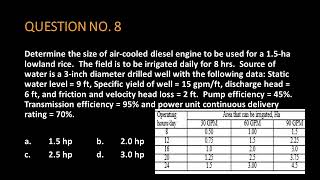 Determine the size of aircooled diesel engine to be used for a 15ha lowland rice The field is t [upl. by Atikin521]