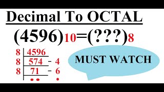 Decimal to OCTAL conversion Number Systems [upl. by Akemat]