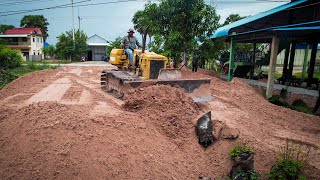 The Best New Project Landfill Up by Mini Bulldozer Pushing Soil and 5Ton Trucks Unloading [upl. by Rodl]