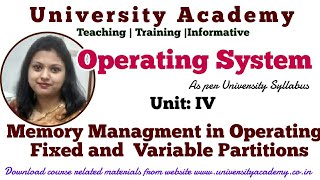 Memory Managment in Operating System  Multiprogramming with fixed and variable partitions [upl. by Anotyal]