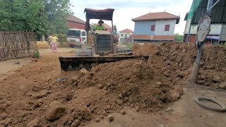 Bulldozer pushing the soil into under home  complete ep 3  mitsubishi bd2g and dump truck working [upl. by Lexie666]