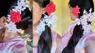 new video braid gajra hair style🥰🌹 foryou longhair hairstyle hair braids gajrahairstyle [upl. by Ika]