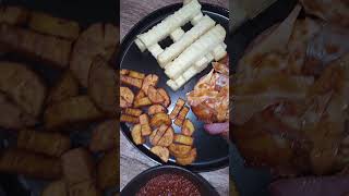 Fried yam fried plantain and chicken [upl. by Beverlee]