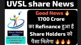 UVSL Share latest news  1700 CR REFINANCE  Uttam value steel share news  Share Market Advisor [upl. by Lasser255]