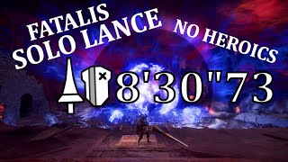 MHW Fatalis Solo Lance Speedrun  830quot73 [upl. by Eitsyrk]