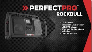 PerfectPro ROCKBULL Baustellenradio BLUETOOTH DAB UKW USB AUXIN MP3 LITHIUM ACCU [upl. by Fawcette18]