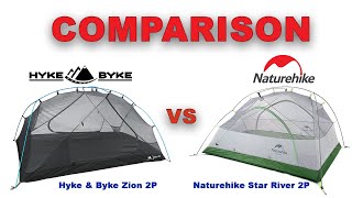 Hyke amp Byke Zion 2 Person Backpacking Tent vs Naturehike Star River 2 Person Backpacking Tent [upl. by Balliett]