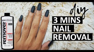 HOW TO REMOVE FAKE NAILS AT HOME IN 3 MINS  fastest way to remove fake nails amp gel polish at home [upl. by Wendell]