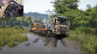 Man TGS 8X8 Heavy hauling in a forest  SnowRunner  Thrustmaster TX [upl. by Wandis304]