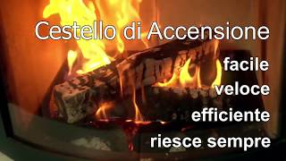 accendere un fuoco senza seccature con pellet di legno e il cestino di accensione [upl. by Graehme402]