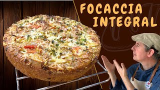 Focaccia Integral com Fermentação Longa  Fermento Natural [upl. by Cyn]