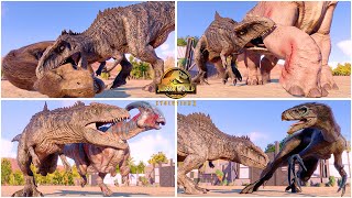 Dominion Giganotosaurus VS All Dinosaurs Killing amp Hunting Animations 🦖 Jurassic World Evolution 2 [upl. by Eihtak]