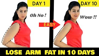 Women’s Workout  Reduce Arm Fat in 10 Days  7 Mins Easy Home Workout  No Equipment   MUST TRY [upl. by Aerdnaed]