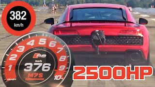 2500 HP Audi R8 V10 Huge Twin Turbos  EXTREME FAST ACCELERATION 0380 kmh [upl. by Mommy]