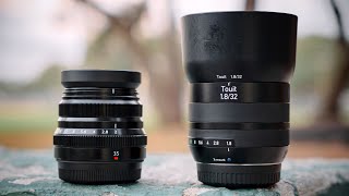 Fuji 35mm f2 vs Zeiss Touit 32mm f18 [upl. by Notle]