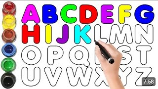 LEARN ALPHABET FROM A TO Z STEP BY STEP  ABCD DRAWING  EASY PAINTING COLORING FOR KIDS amp TODDLERS [upl. by Galloway]