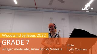 Woodwind Syllabus from 2022 – Allegro moderato Anna Bon di Venezia  ABRSM Grade 7 Flute [upl. by Karalynn15]