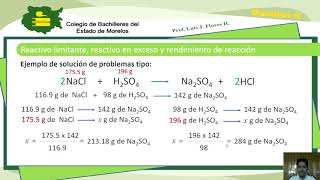 06 BACHILLERES Reactivo limitante reactivo en exceso y rendimiento de una reacción [upl. by Eelegna343]