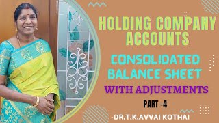 Holding Company AccountsPart4Consolidated Balance Sheet with adjustmentsDr T K Avvai Kothai [upl. by Clover753]