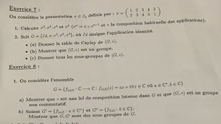 TD N° 1 Algrbre 2 corrigée exercice 7 et 8 groupe symetrique [upl. by Yllut]
