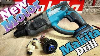 Makita drill DHR202 losing power How to replace the armature brushes holder and caps [upl. by Jorie]