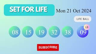 Set Forlife Draw Results on Mon 21 Oct 2024 The National Lottery UK [upl. by Tica291]