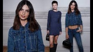 Emily Ratajkowski displays her taut midriff in denim crop top as she and leggy Emma Corrin lead [upl. by Leanne]