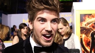 Joey Graceffa Talks ALMOST Being Finnick at Mockingjay Pt 1 Premiere [upl. by Dickens]